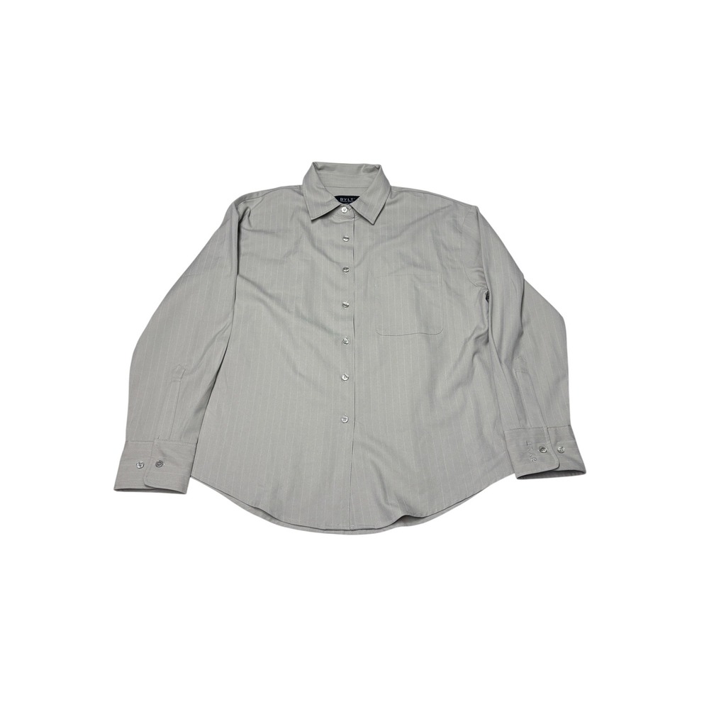 BYLT Premium Basics Mens Medium Grey Pinstripe Long Sleeve Button Down Shirt